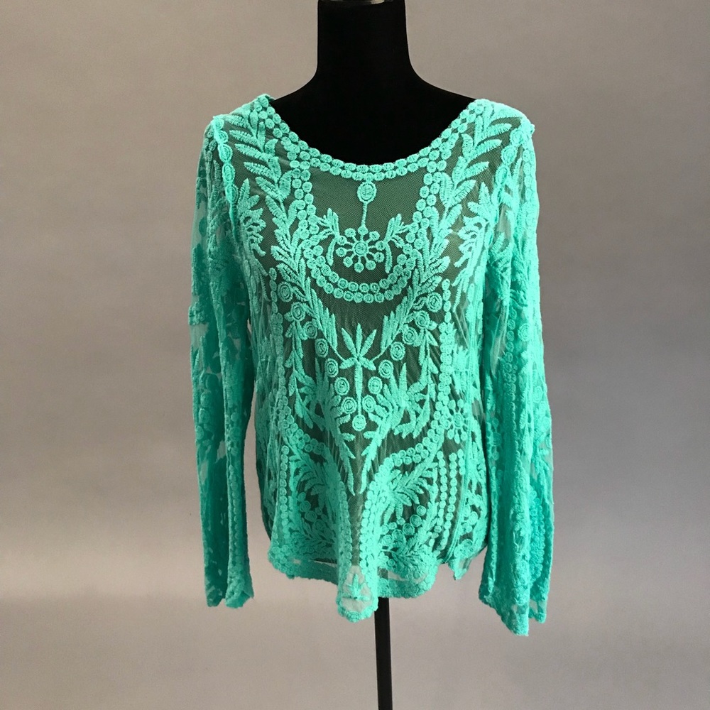 Green see thru tunic